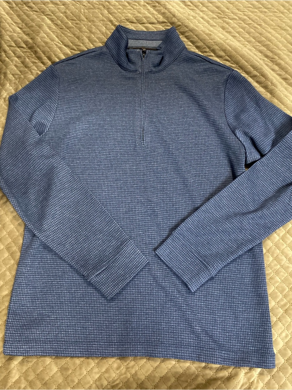 Vineyard Vines Men's Blue Quarter-Zip Waffle Knit Pullover